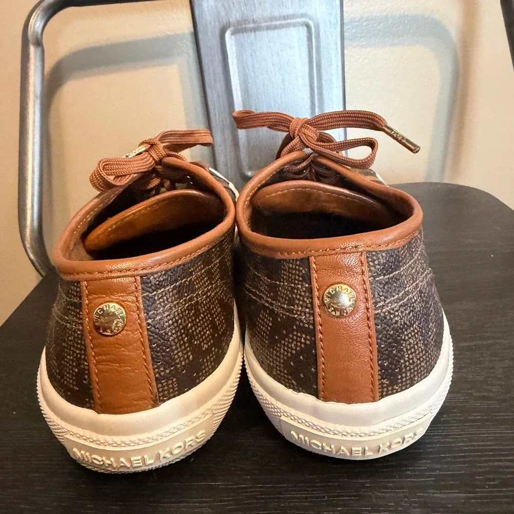 Michael Kors Boerum MK Logo Sneakers Brown Monogram Lace Up Shoes 6.5